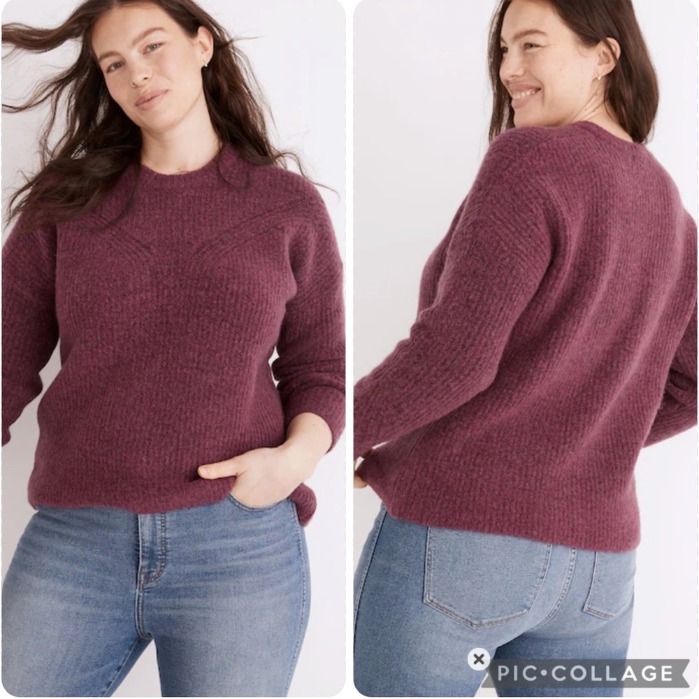 Madewell Belfiore Ribbed Pullover Sweater in Heather Violet Purple